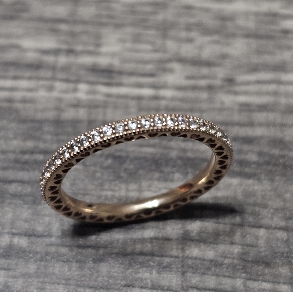 Authentic Pandora Sparkle & Hearts Ring - Picture 2 of 4